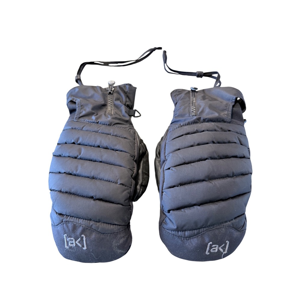 Burton AK Oven Mitt Black PrimaLoft Down Goatskin Leather Snowboard Mittens S